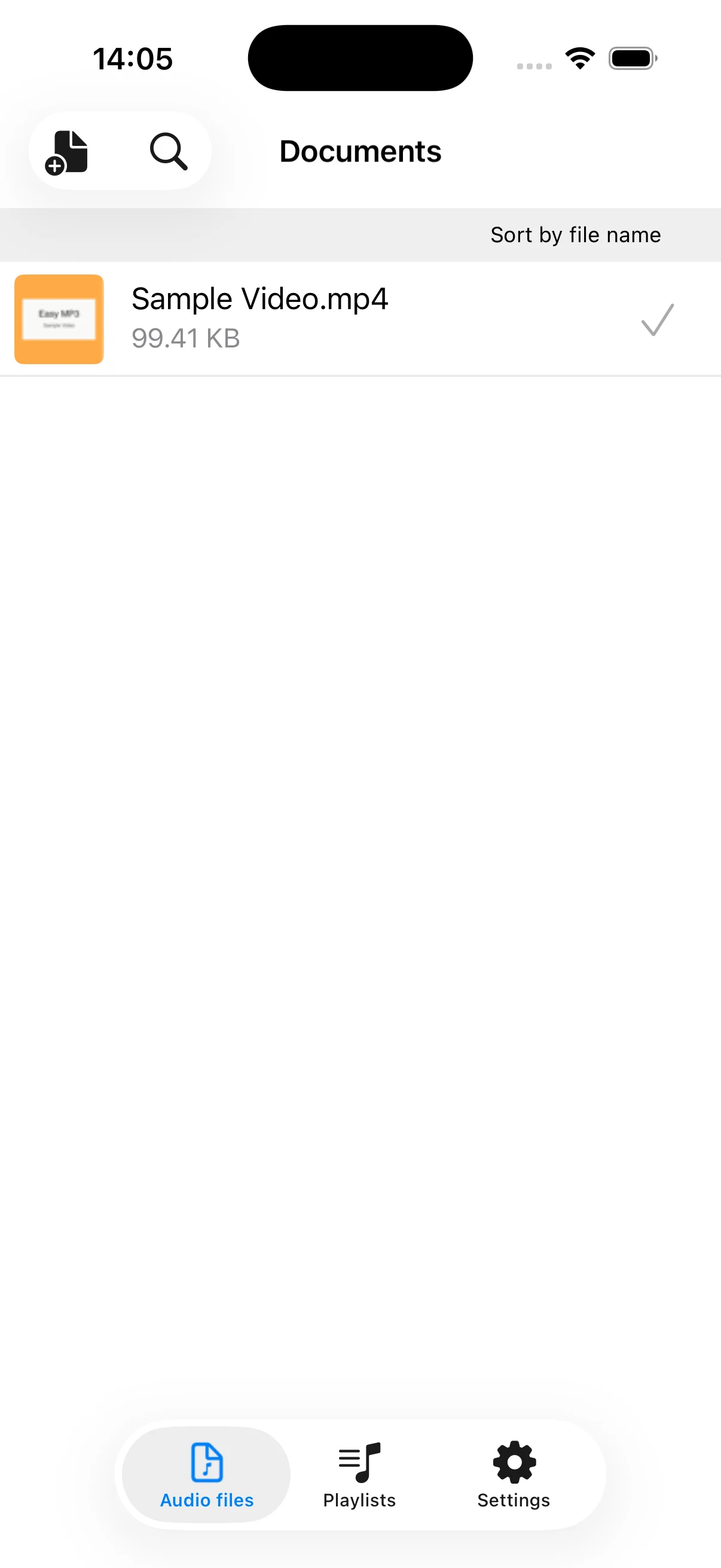 Imported video file