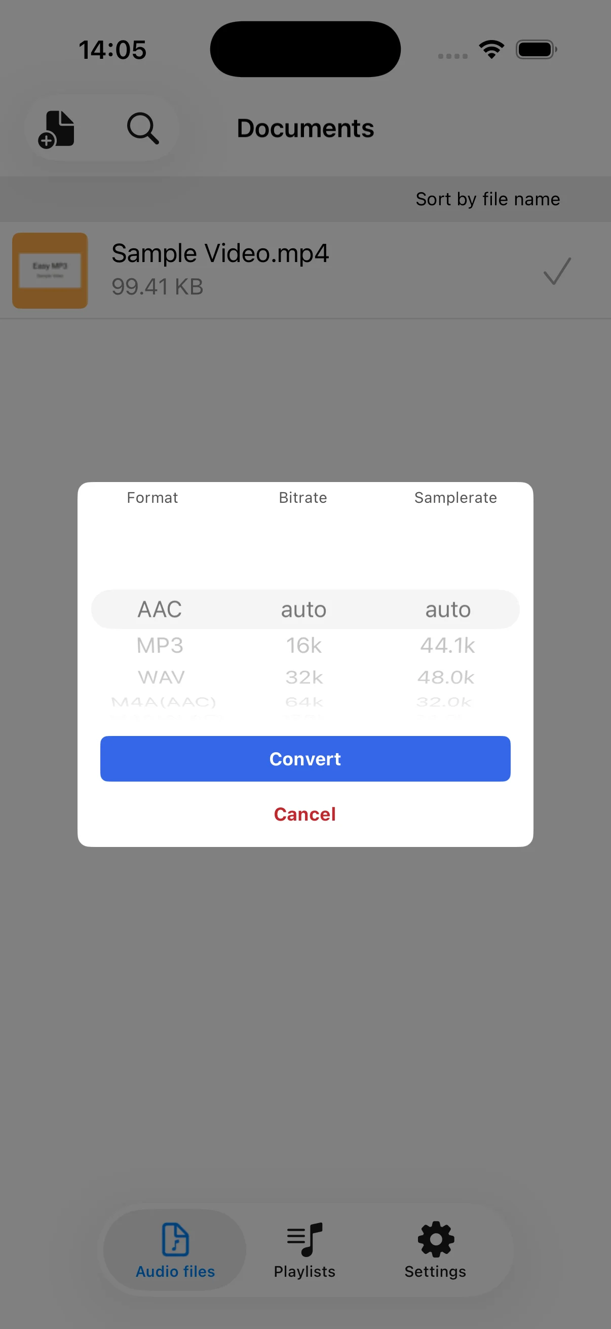 MP3 conversion settings