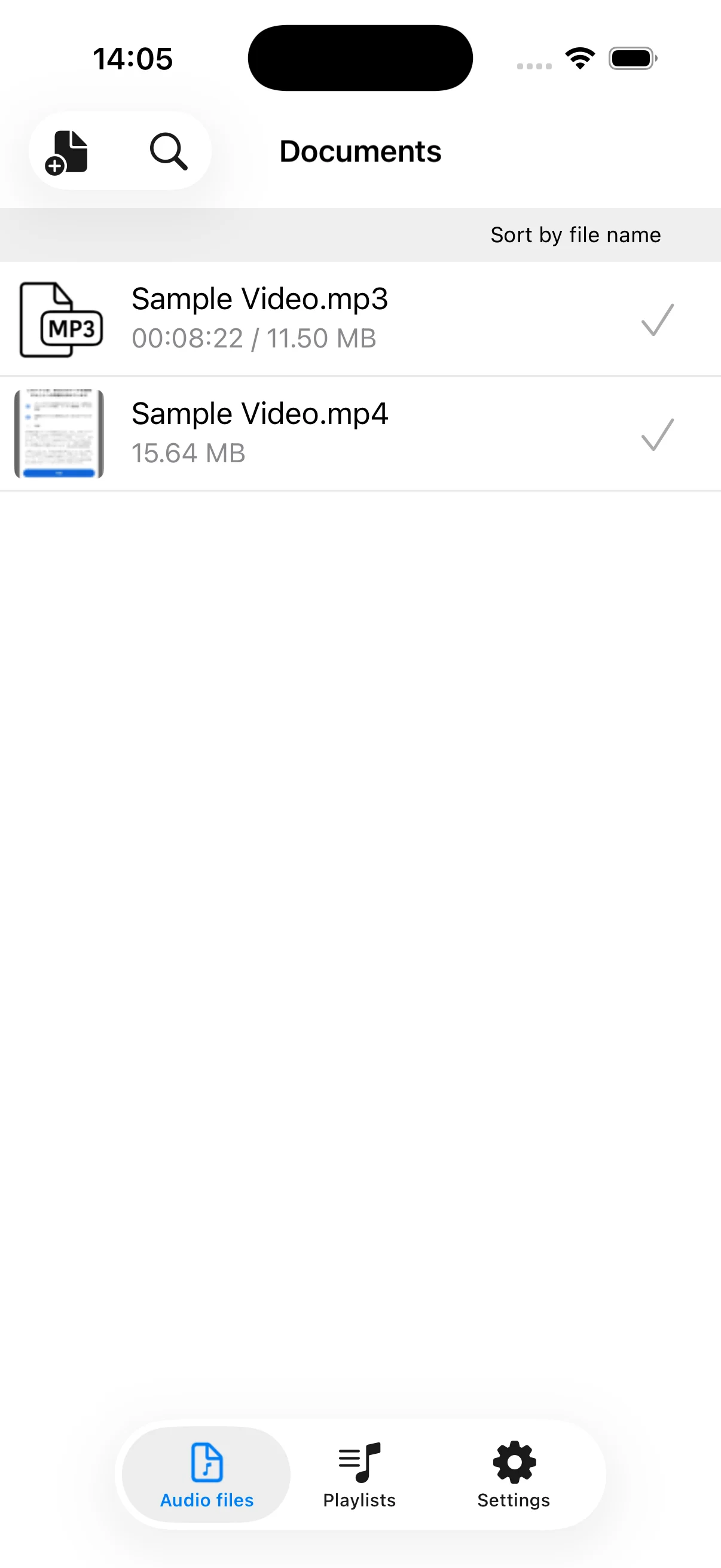 Newly created MP3 file