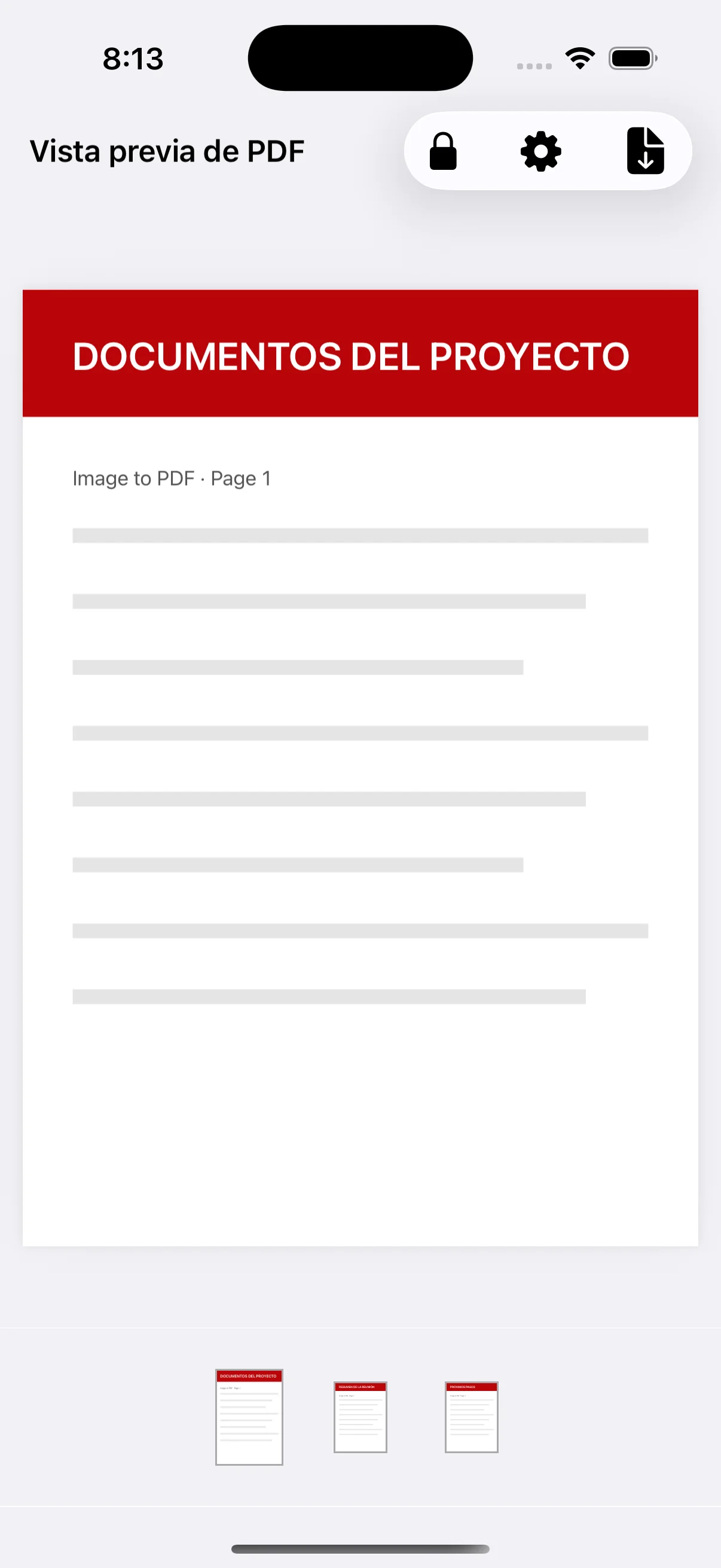Vista previa de un PDF de tres páginas