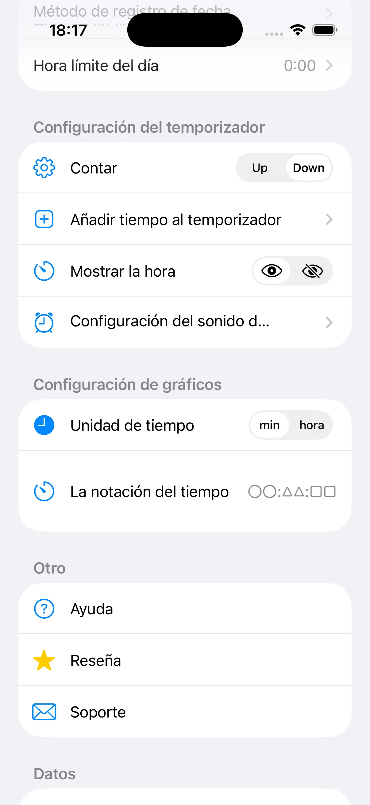 Configuración de conteo, sonido final y visualización de gráficas