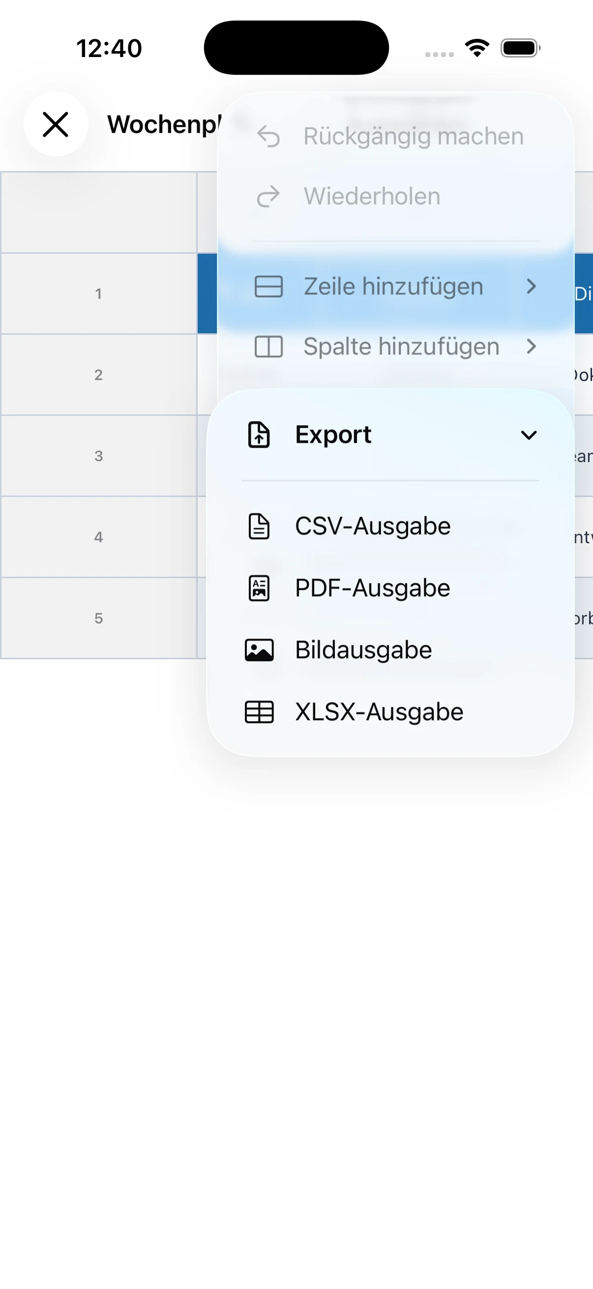 Tabellen als CSV, PDF oder Excel exportieren