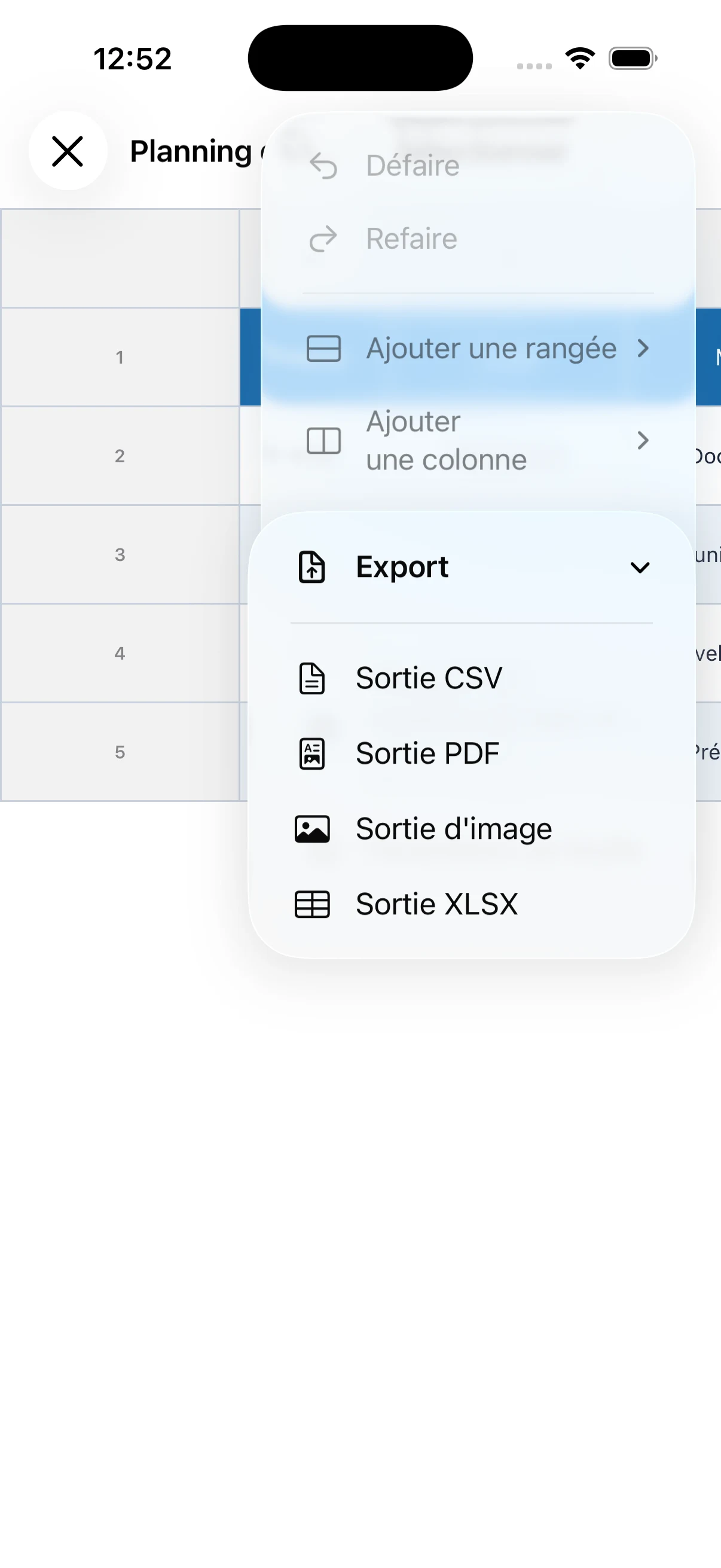Exporter un tableau en CSV, PDF ou Excel