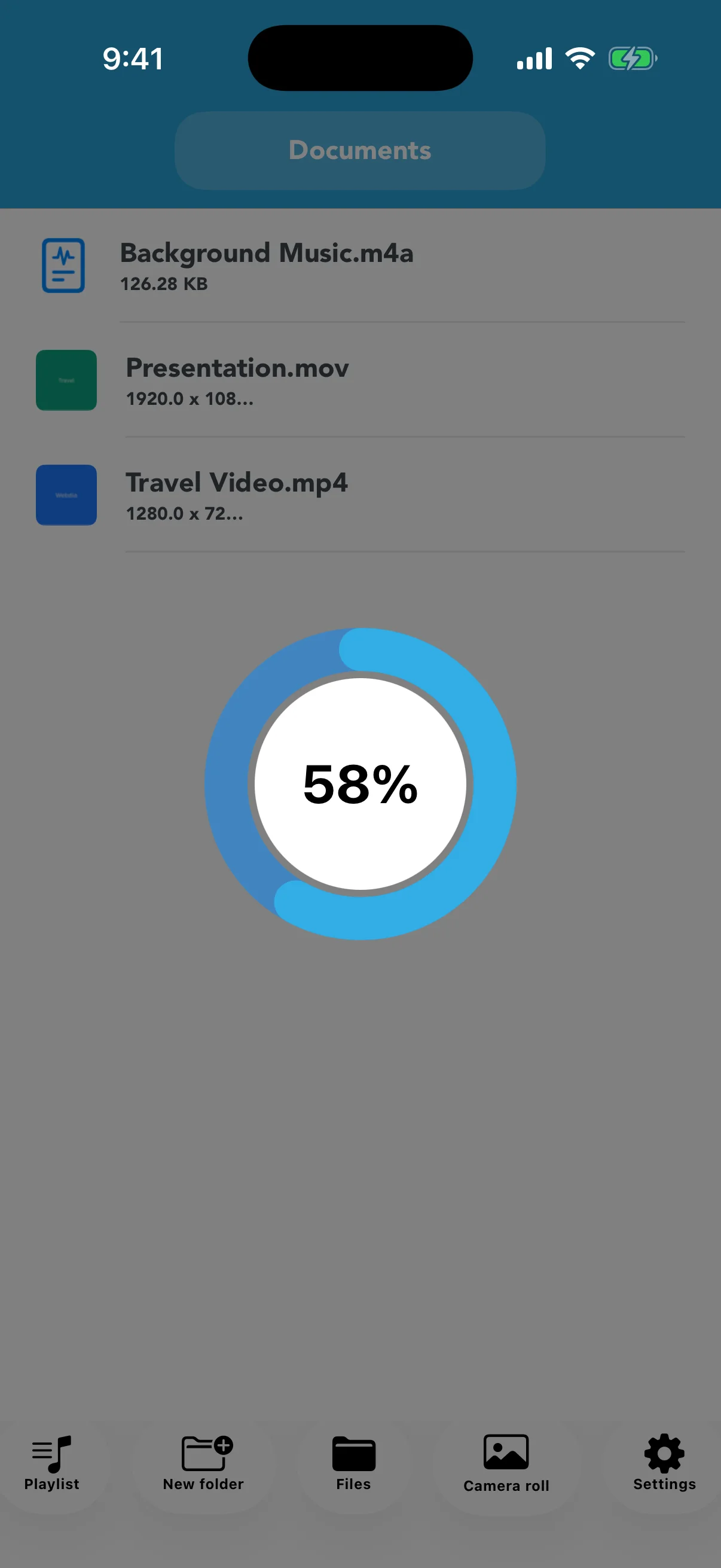 Progress shown while a video is being converted