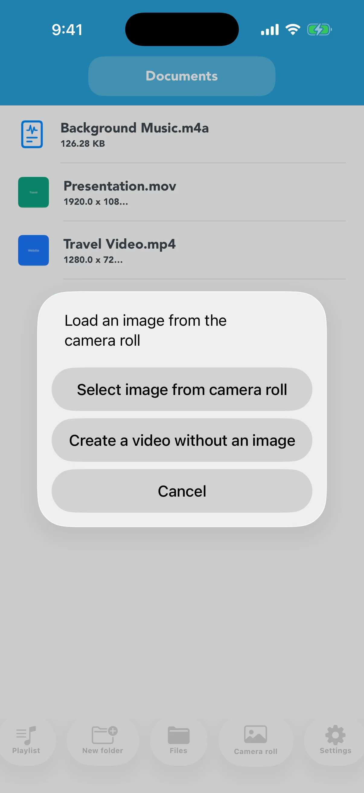 Choice to create an audio video with or without a still image