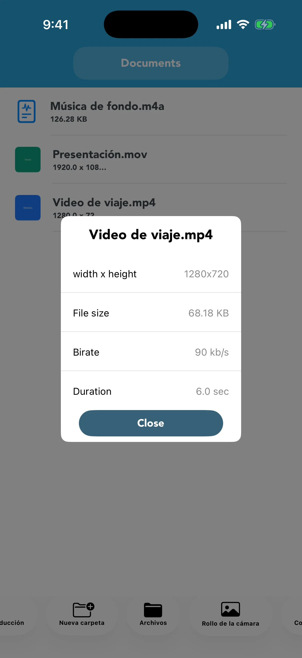 Resolución, tamaño, bitrate y duración
