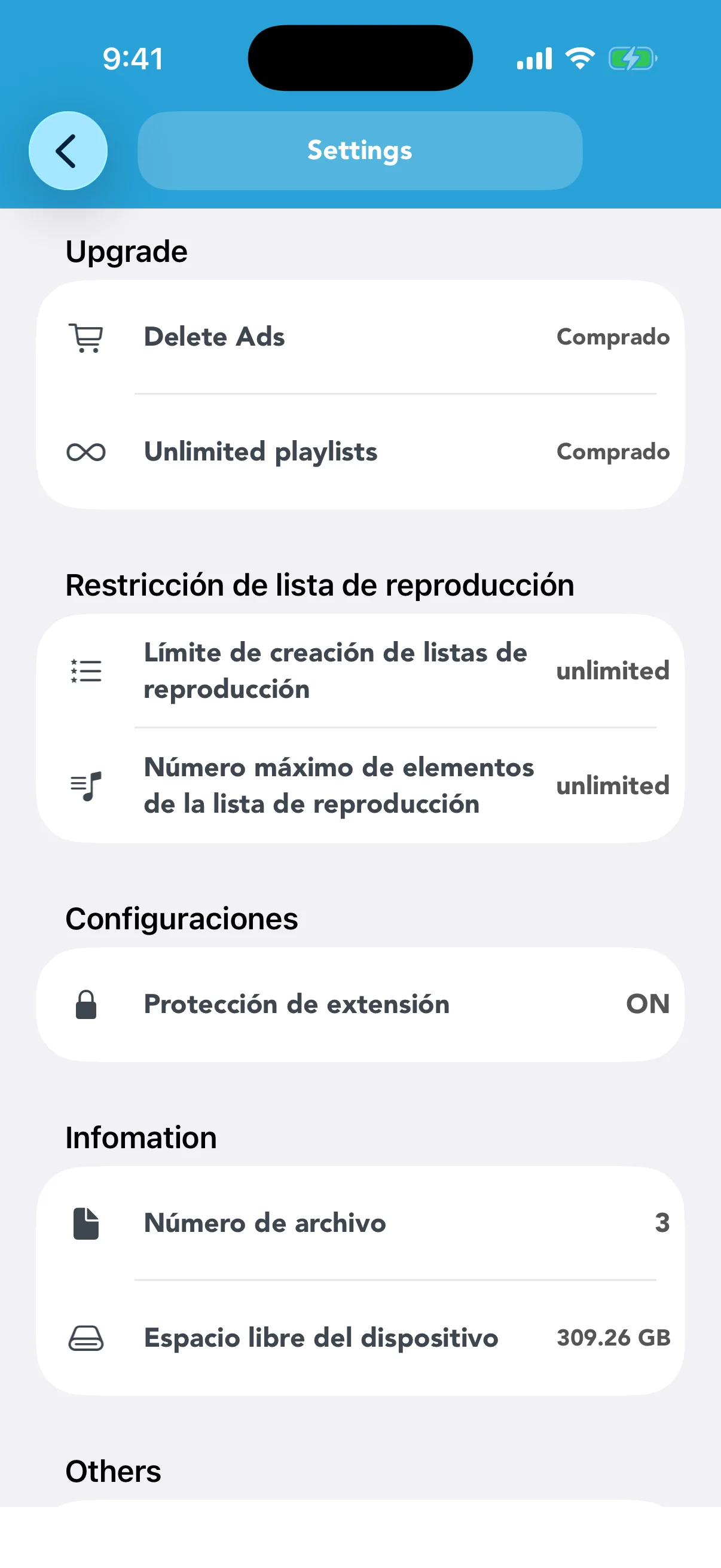 Quitar anuncios y listas ilimitadas comprados